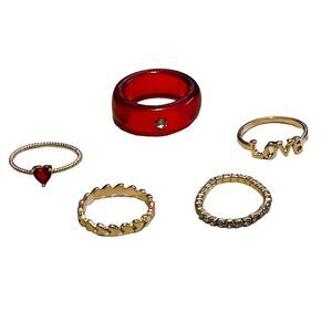 10/$25🦋 I AM Red & Gold 5-Ring Set - Size 7